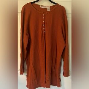 Women's Roaman's Rust Orange Waffle Knit 3/4 Sleeved Top
